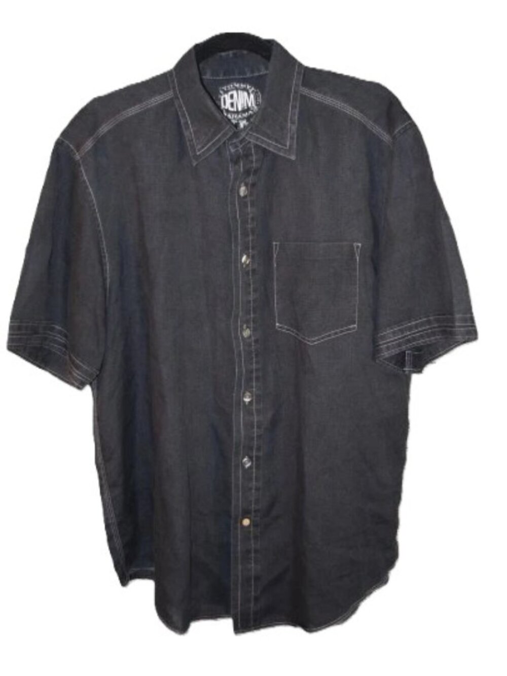 Tommy Bahama Denim Large 100% Linen Shirt Button Up Short Sleeve Black